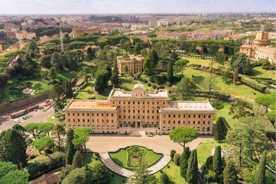 Aerial view of vatican gardens